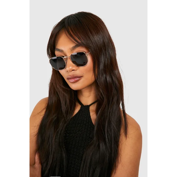 Lunettes de soleil rondes à monture métallique teintée
