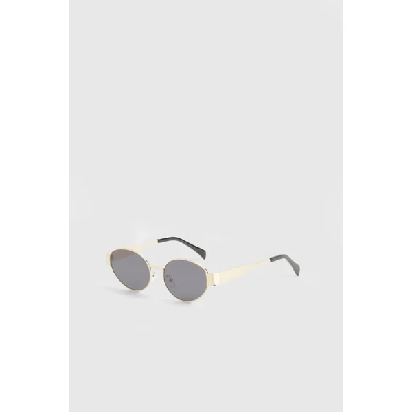 Lunettes de soleil rétro ovales en or