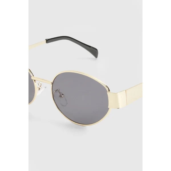 Lunettes de soleil rétro ovales en or