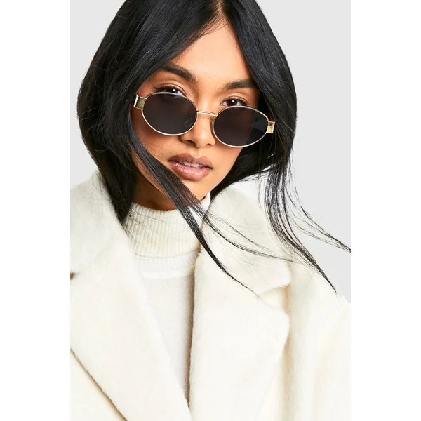 Lunettes de soleil rétro ovales en or