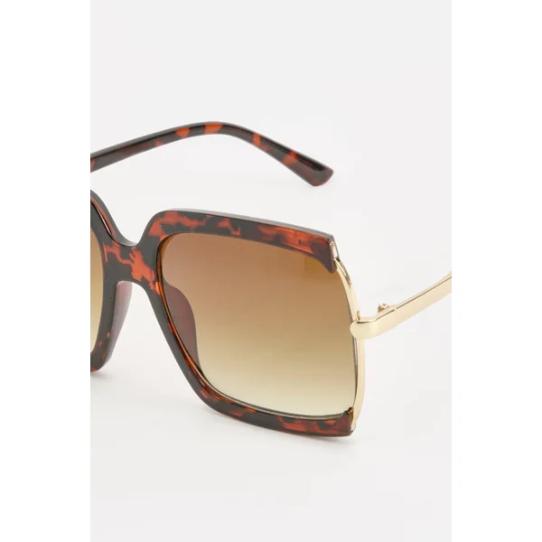 Lunettes de soleil surdimensionnées à monture carrée motif écaille de tortue