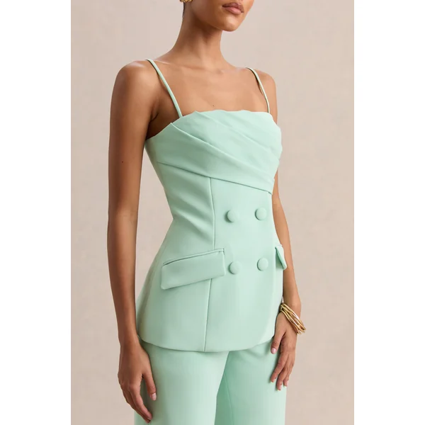 Lunivra | Top tailleur à encolure carrée en sauge