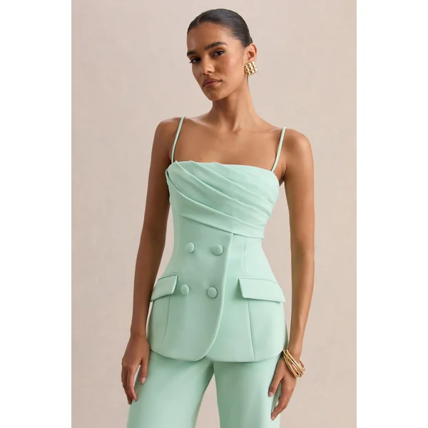 Lunivra | Top tailleur à encolure carrée en sauge