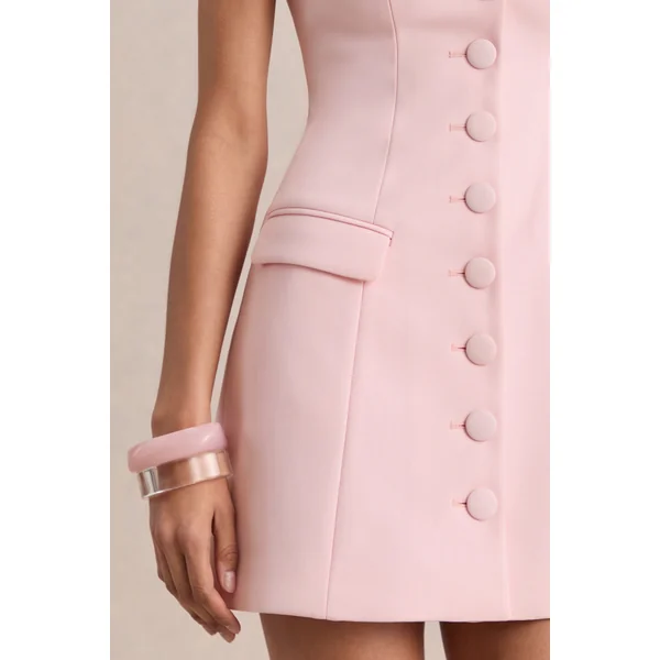 Luxira | Mini-robe rose clair à décolleté en cœur et coupe cintrée