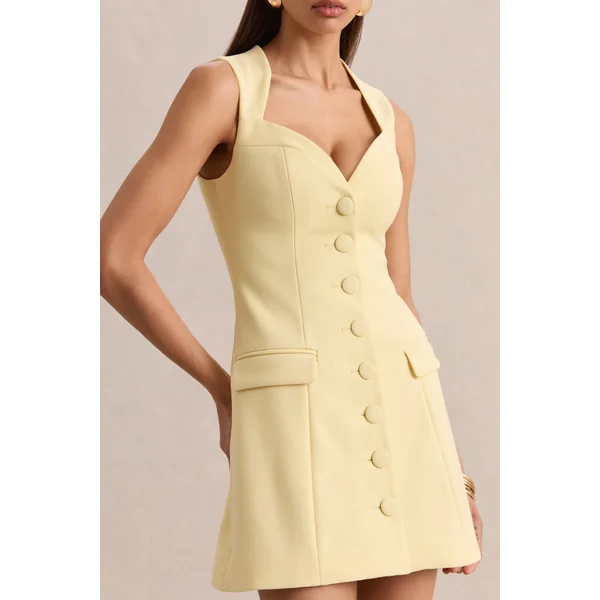 Luxira | Mini-robe tailleur citron à encolure cœur