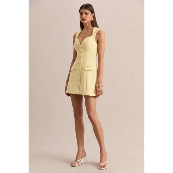 Luxira | Mini-robe tailleur citron à encolure cœur