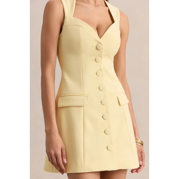 Luxira | Mini-robe tailleur citron à encolure cœur