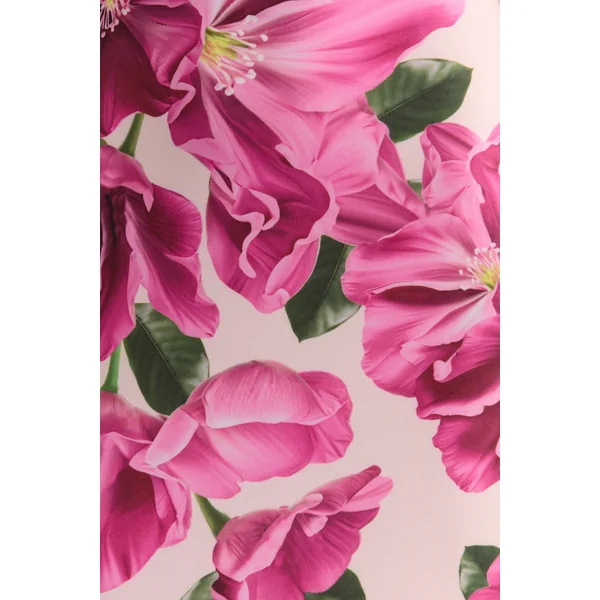 Luz | Robe longue à bretelles imprimé hibiscus rose