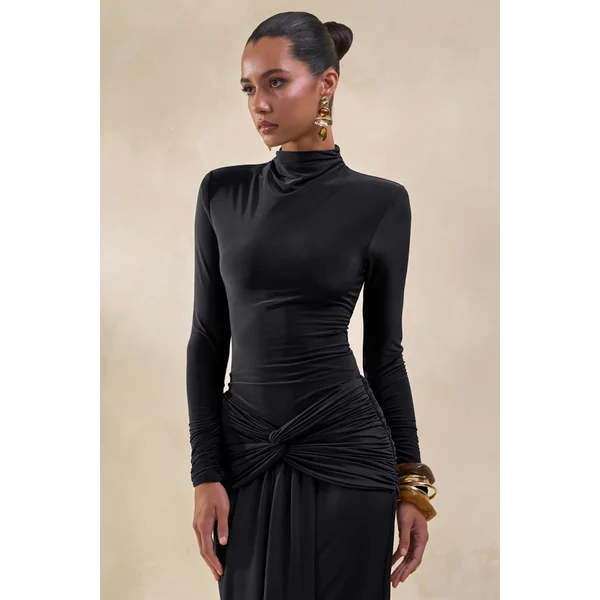 Lyanna | Body string noir à col roulé