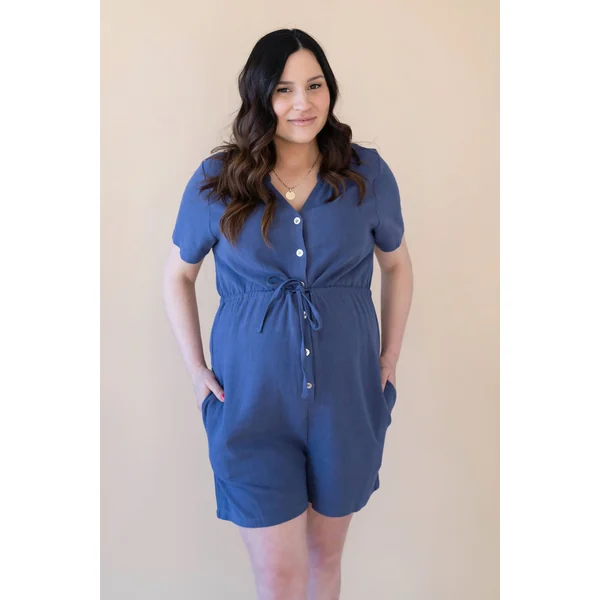 LÉGERS DÉFAUTS - ROMPER en lin - bleu jeans