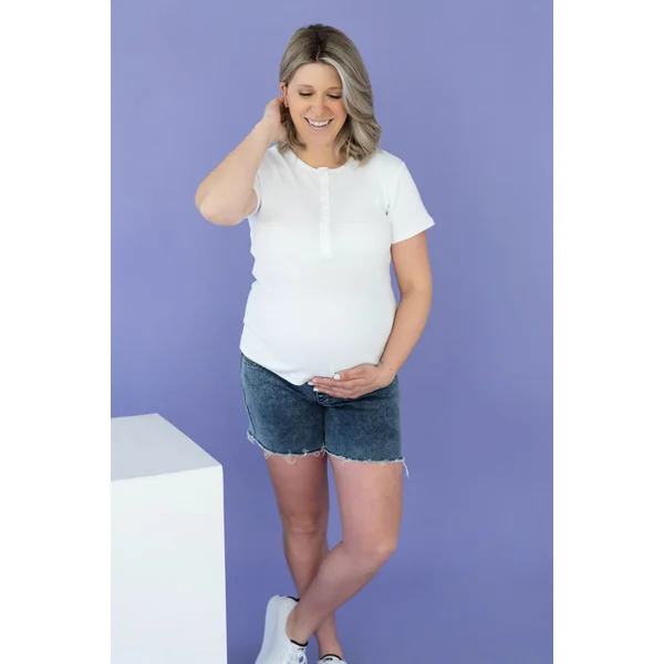 LÉGERS DÉFAUTS - T-shirt TALIA à boutons - blanc