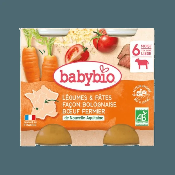 Légumes Pâtes Bolognaise Boeuf Fermier + 6 mois