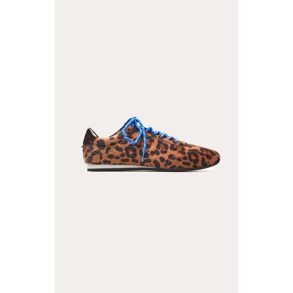Léopard Baskets À Lacets Contrastés En Synthétique