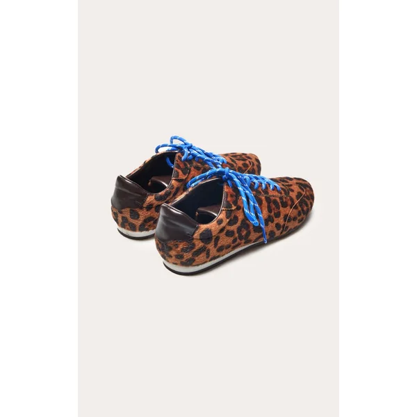 Léopard Baskets À Lacets Contrastés En Synthétique