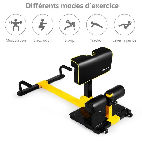Machine de Gymnastique 8 en 1 pour Abdominaux et Jambes 11 Réglages de Hauteur Capacité de Support 120kg en Métal