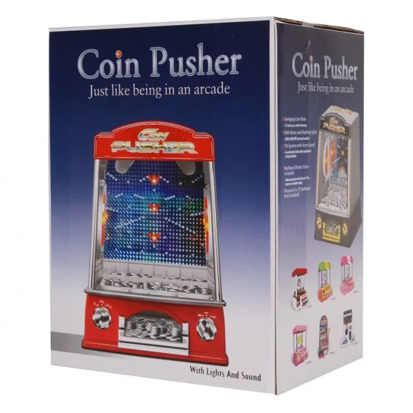 Machine pousse-pièces Mini jeu d'arcade avec 150 jetons, effets sonores, en ABS, fonctionne à piles, 26x19,5x34,5cm