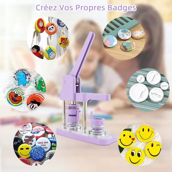 Machine à Badge 25 mm Badge Maker DIY avec 500 Pièces Bouton Kit Création Badge Curseur Rotatif Coupe-Papier Circulaire Clé à Vis Vert