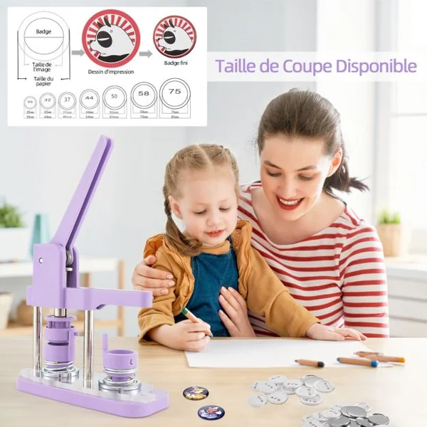Machine à Badge 25 mm Badge Maker DIY avec 500 Pièces Bouton Kit Création Badge Curseur Rotatif Coupe-Papier Circulaire Clé à Vis Vert
