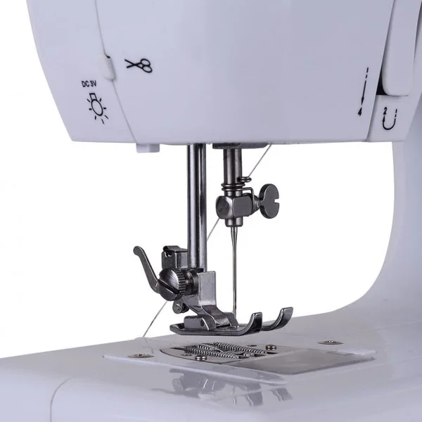 Machine à Coudre Électrique 16 Points Lumière Intégré 2 Vitesses Pédale Adaptateur Kit de Couture Coloré Blanc+Rose