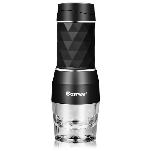 Machine à Expresso Portable et Manuelle 2 en 1 pour Capsules et Café Soluble Tasse de 150ml, 7,2x7,2x20cm, Noir