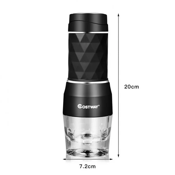 Machine à Expresso Portable et Manuelle 2 en 1 pour Capsules et Café Soluble Tasse de 150ml, 7,2x7,2x20cm, Noir