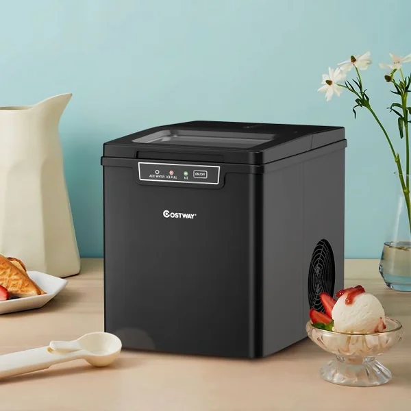 Machine à Glaçons 12KG/24H Portable 9 Glaçons par 8 Min avec Réservoir 1,85L Affichage-LCD 105W