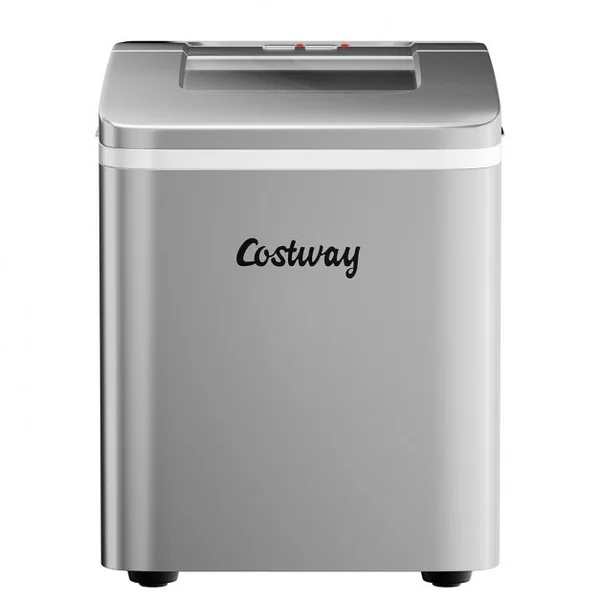 Machine à Glaçons 12KG /24H Portable 9 Glaçons par 8 Min avec Réservoir 1,6L Auto-Nettoyage Affichage-LCD 120W Argenté