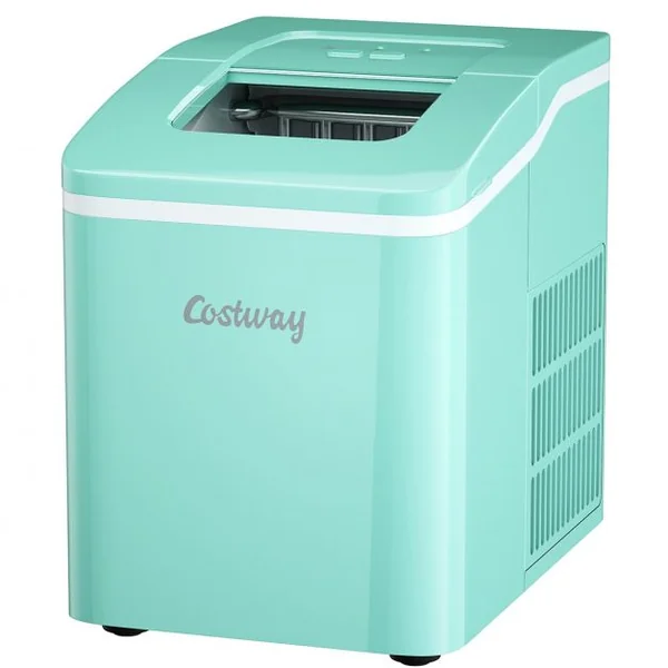 Machine à Glaçons 12KG /24H Portable 9 Glaçons par 8 Min avec Réservoir 1,6L Auto-Nettoyage Affichage-LCD 120W Vert