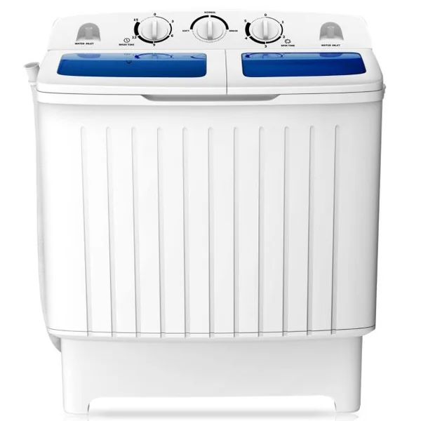 Machine à Laver à Double Cuve avec Lavage 5 KG Essorage 3 KG avec Tuyau de Vidange Cycle d'Essorage Contrôle du Temps Blanc