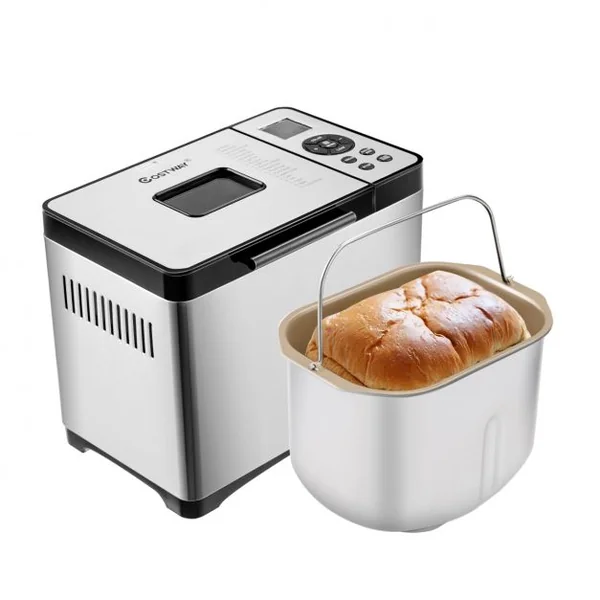 Machine à Pain 19 Programmes Inox 500g-1kg Puissance 650W Avec Minuteur Programmable Argenté