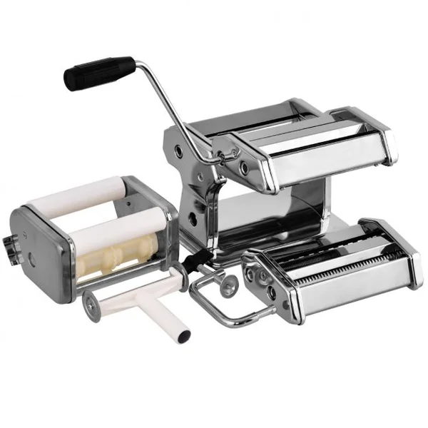 Machine à Pâtes Manuelle avec Accessoires pour Ravioli Manivelle Pratique Etau Fourni en Acier Inoxydable Argenté