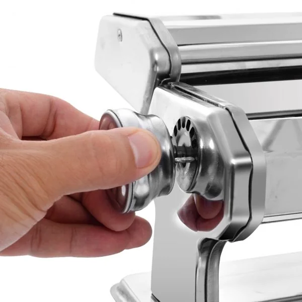 Machine à pâtes manuelle pour faire des pâtes Spaghettis Tagliatelles Lasagnes, 2 largeurs, 20,5x20,5x14cm, Argenté