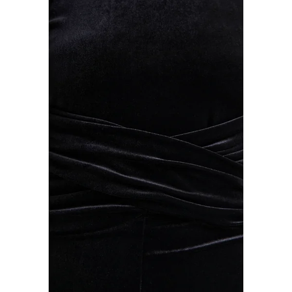 Madalina | Combinaison noire à col montant avec détail foulard