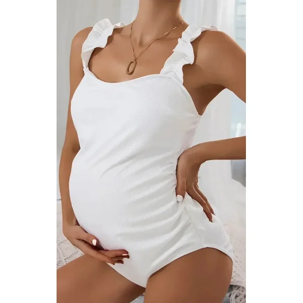 Maillot de Bain 1 Piece Grossesse Blanc