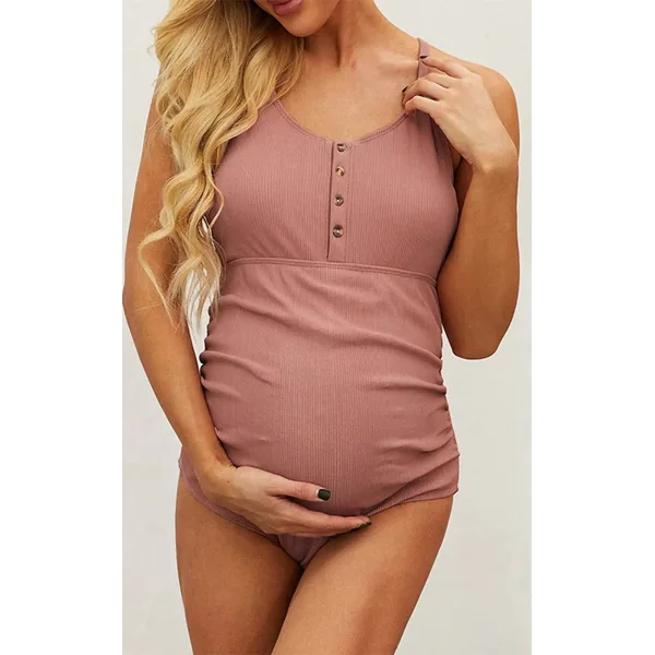 Maillot de Bain 1 Piece Grossesse Noir Boutonné