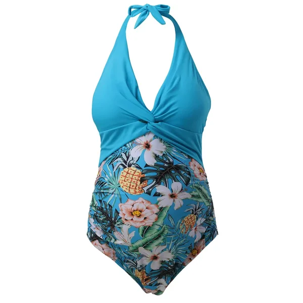 Maillot de Bain 1 Piece Grossesse Vert Floral