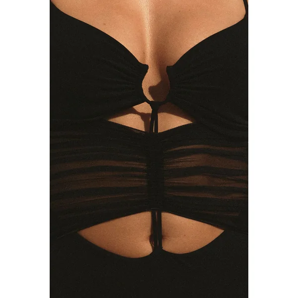 Maillot de bain 1 pièce avec détails en tulle