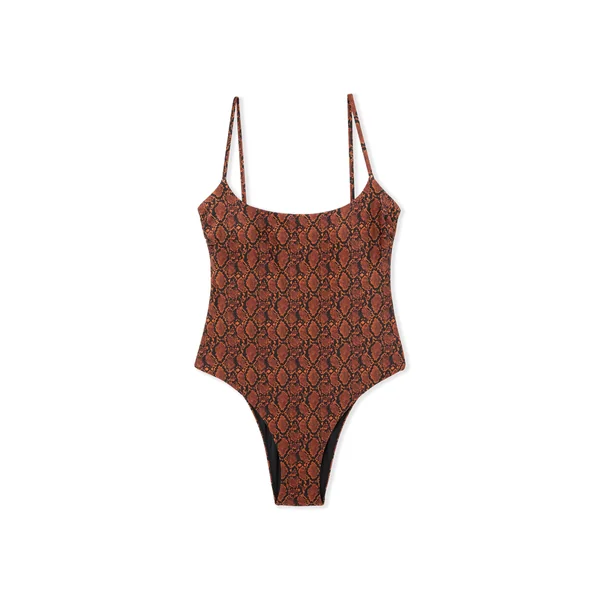 Maillot de bain 1 pièce à imprimé python et détail bijou