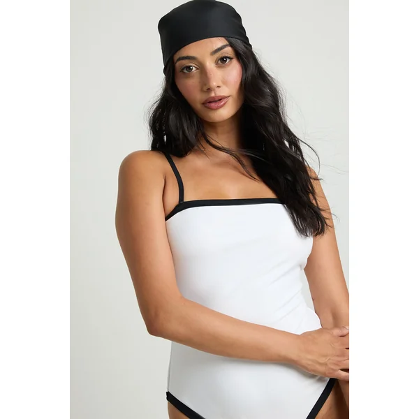 Maillot De Bain Gainant À Encolure Carrée Contrastée