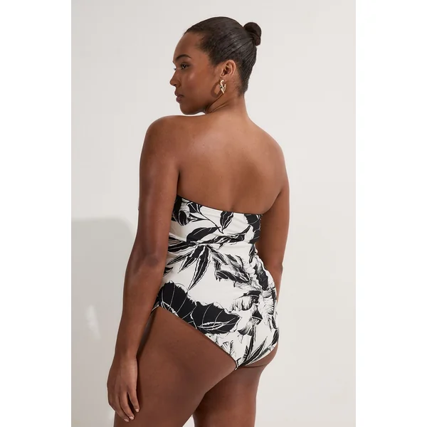 Maillot de bain grande taille échancré en tissu fluide à imprimé palmier