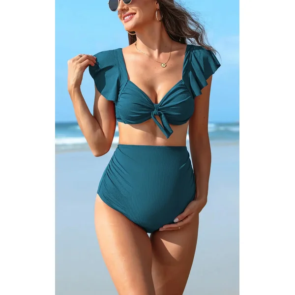 Maillot de Bain Grossesse 2 Pièces Culotte Montante