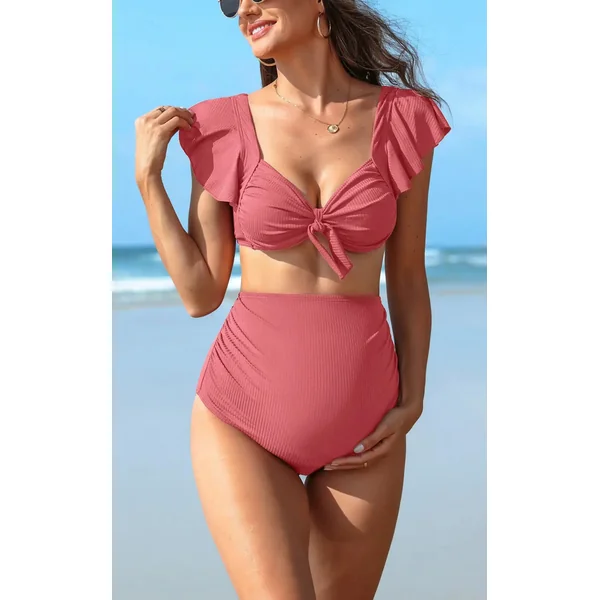Maillot de Bain Grossesse 2 Pièces Culotte Montante