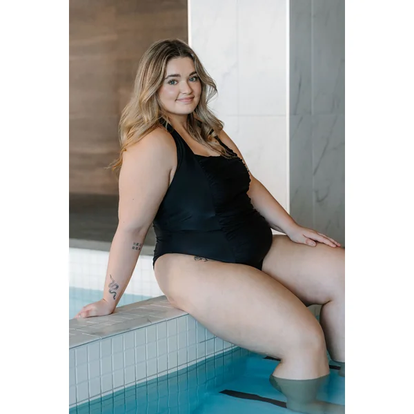 Maillot de bain une-pièce tour de cou - noir onyx