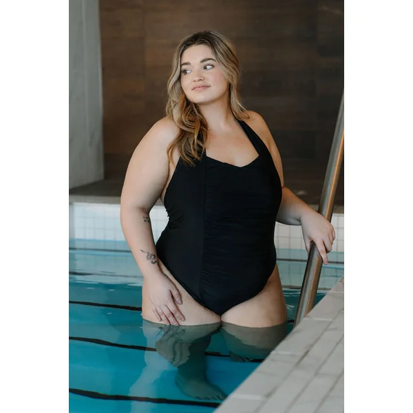 Maillot de bain une-pièce tour de cou - noir onyx