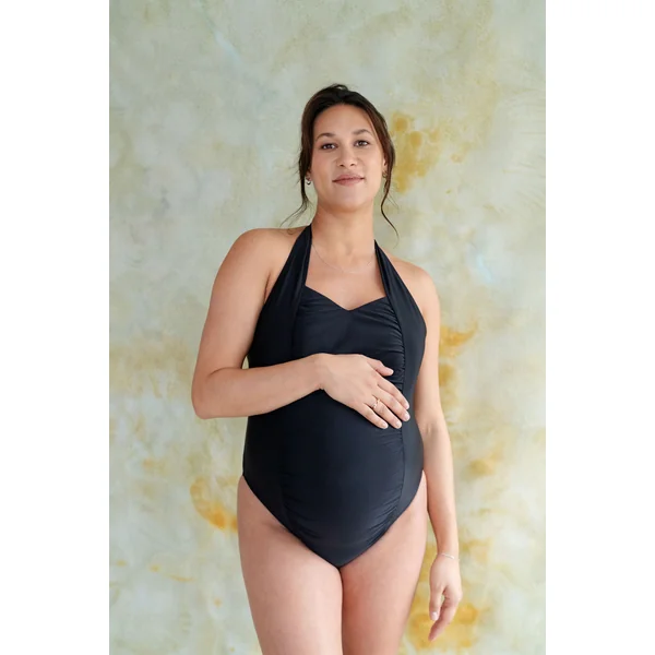 Maillot de bain une-pièce tour de cou - noir onyx