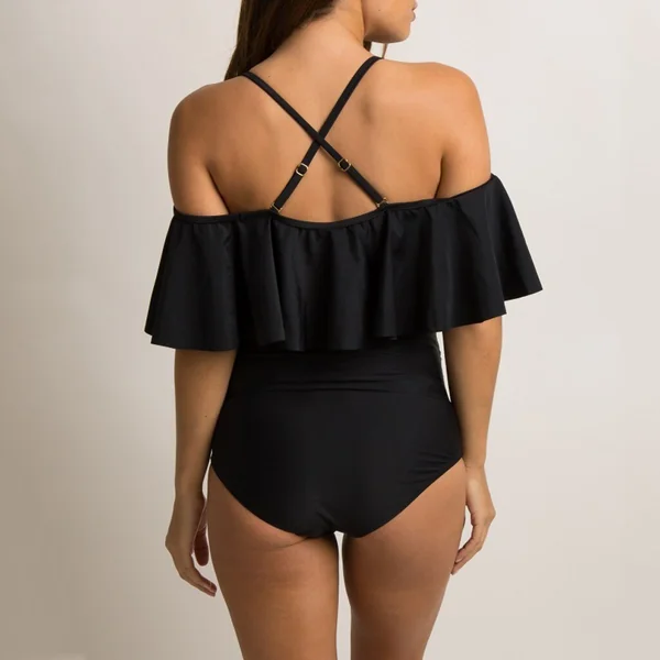 Maillot de bain à volants et épaules dénudées