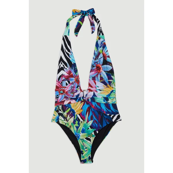 Maillot de bain échancré tropical pour grande taille