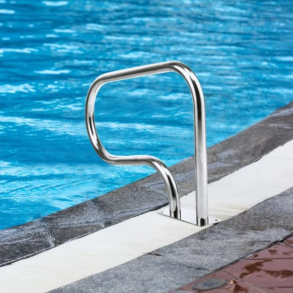 Main Courante de Piscine en Acier INOX Rampe d'Escalier de Piscine avec Plaque de Base pour Spa Stade Parc Aquatique