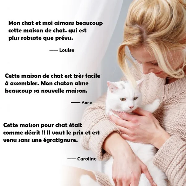 Maison pour Chat pour Salon Chambre Balcon Porte et Poignée pour l'Intérieur et l’Extérieur en Mdf 51x49x47cm Blanc