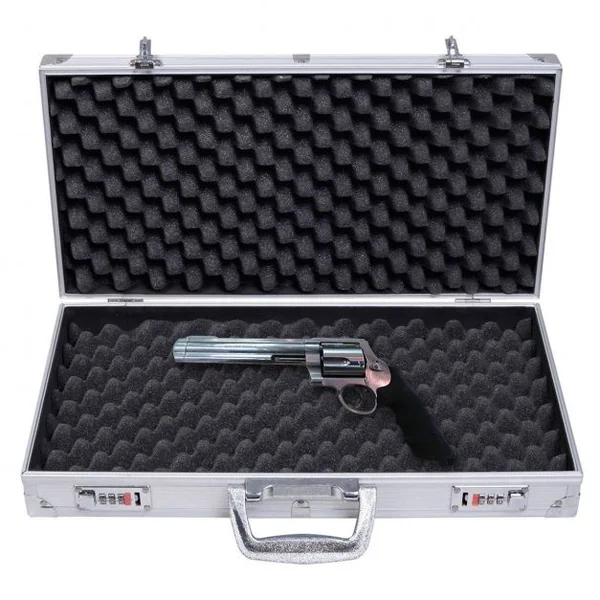 Malette Rigide pour Pistolet en Aluminium Malette Arme de Poing Stockage Rembourrage Coloris Argenté